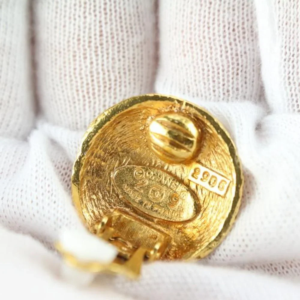 Chanel 24k Gold Plated Woven Quilted Raffia CC Logo Earrings 58cc825s